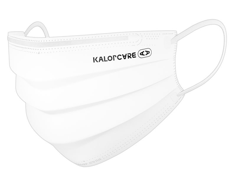 kalorcare disposable curved fashion face mask in white